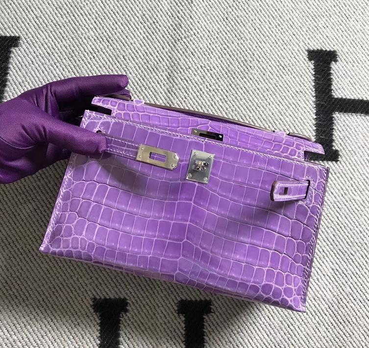 Hermès（爱马仕） Mini Kelly迷你凯莉 薰衣草紫 银扣 22cm
