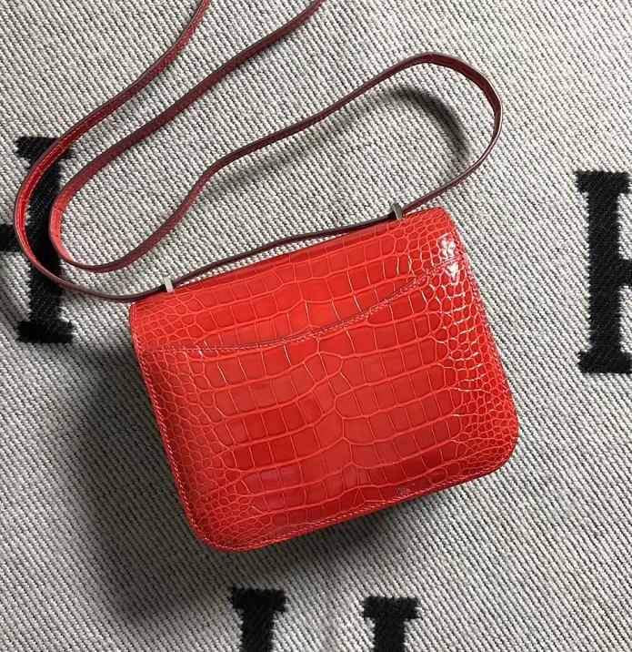Hermes爱马仕 Constance 19 美洲法拉利红 原版皮 银扣-拉尔森鳄鱼皮具定制 - 爱马仕包包官网 Hermes爱马仕 Constance 19 美洲法拉利红 原版皮 银扣