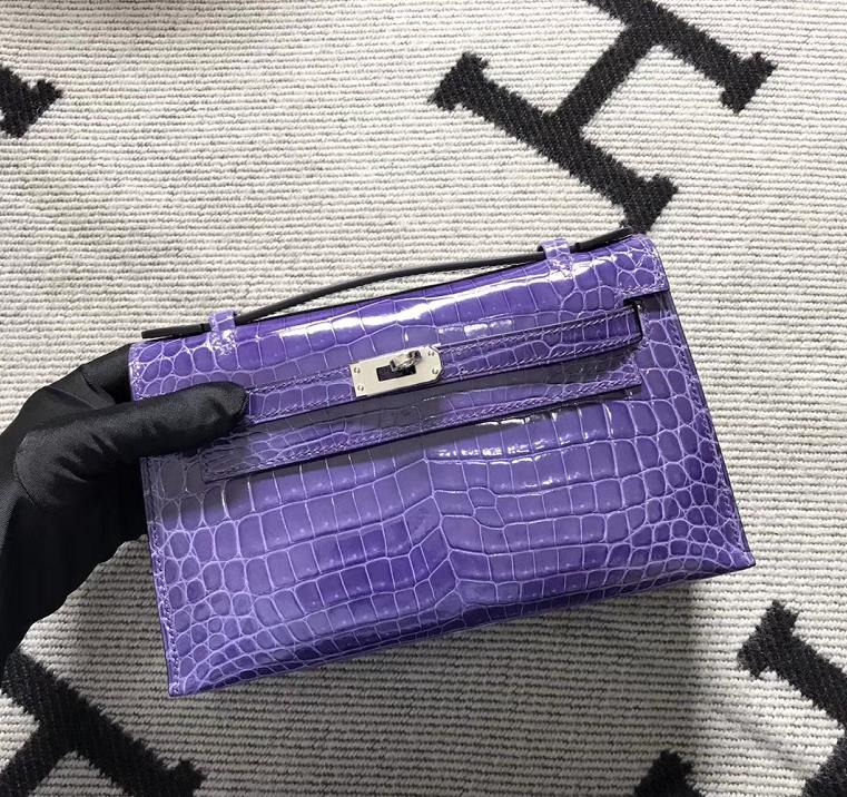 Hermès（爱马仕） Mini Kelly迷你凯莉 水晶紫 银扣 22cm