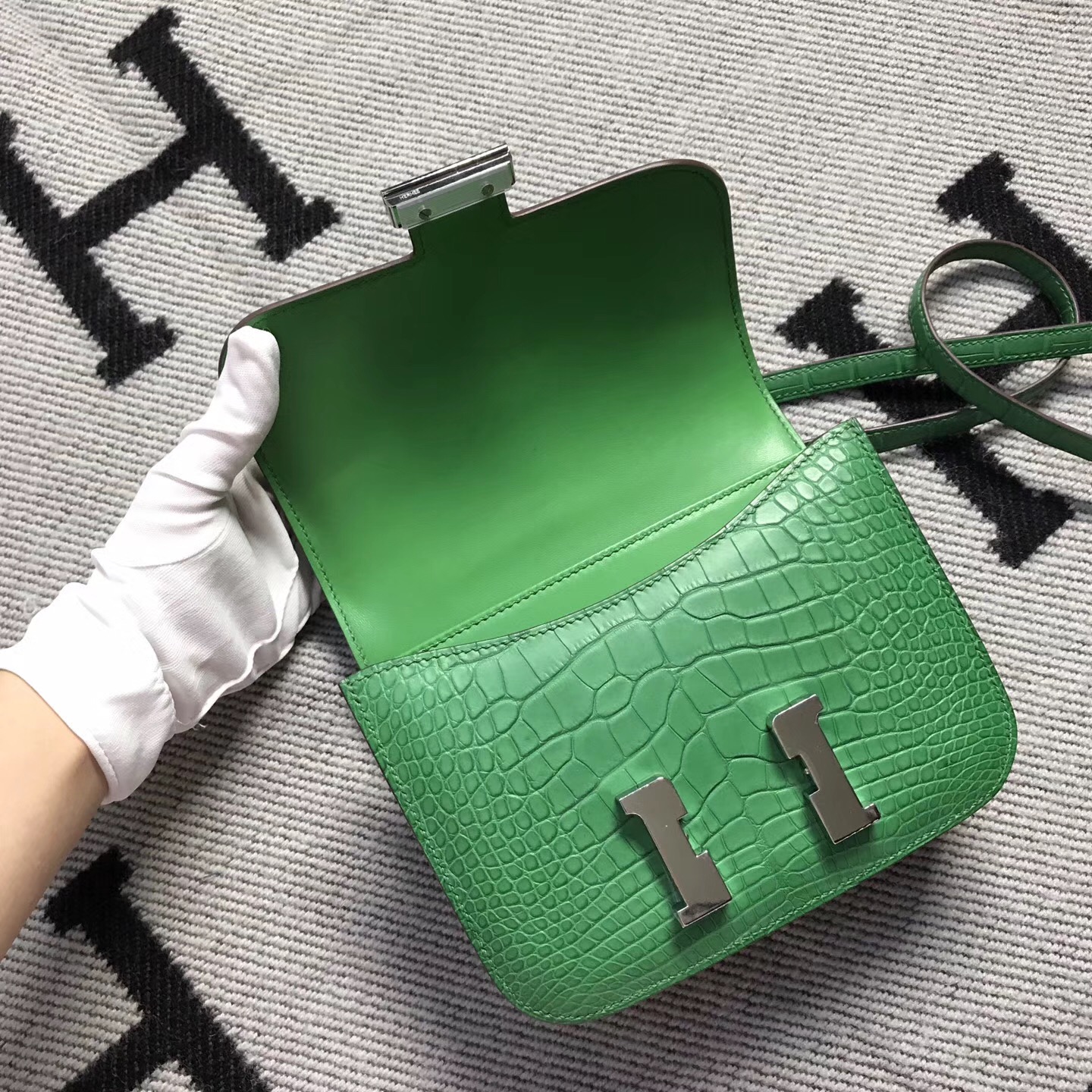 Hermes爱马仕 Constance 19 绿色 美洲亚光 原版皮 银扣
