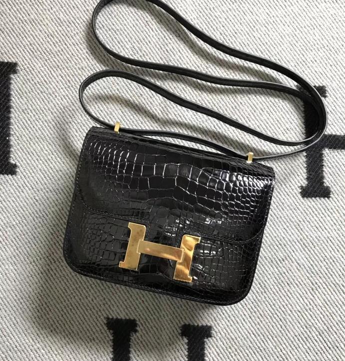 Hermes爱马仕 Constance 19 美洲黑 原版皮 金扣