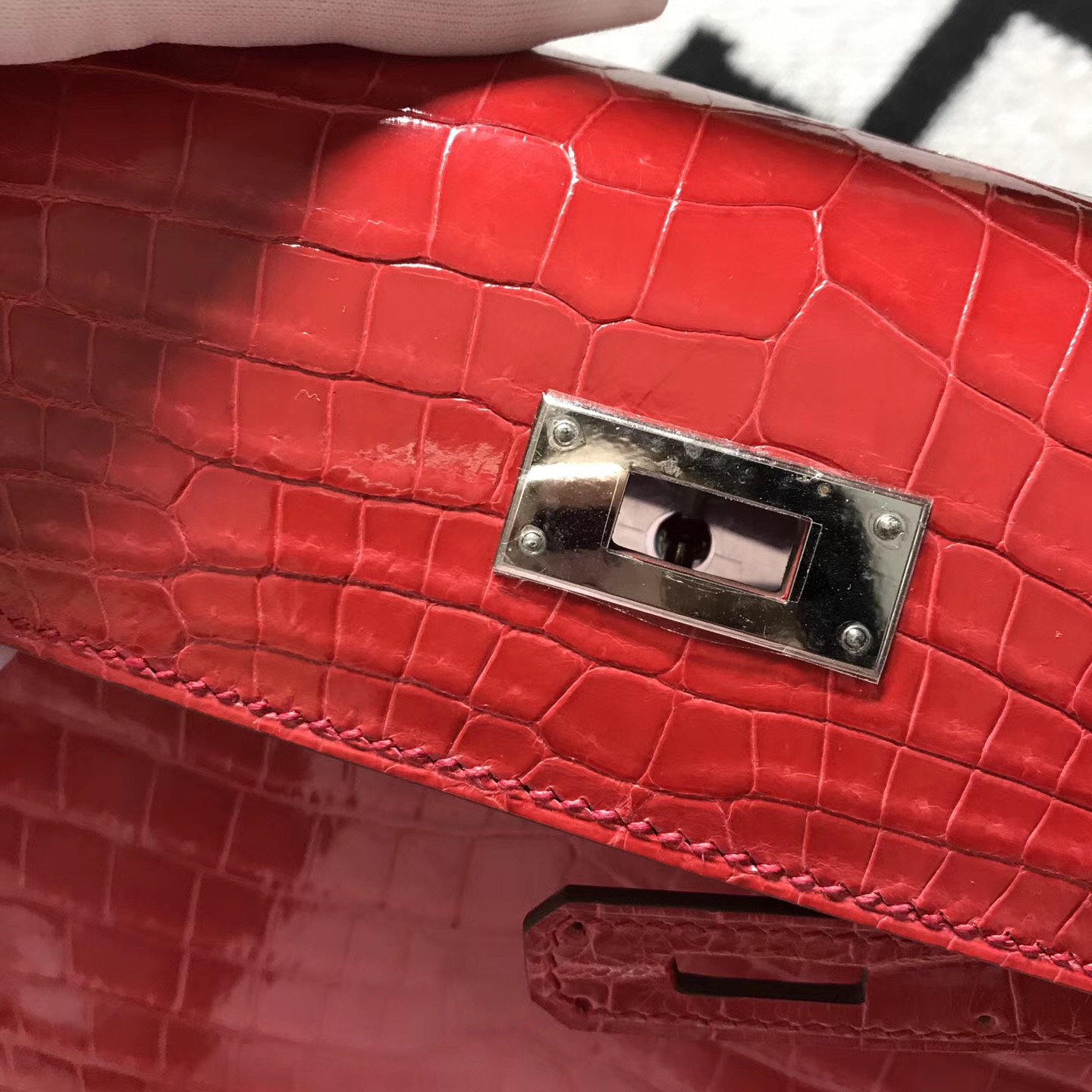 Hermès（爱马仕） Kelly凯莉包 西瓜红 银扣 28cm