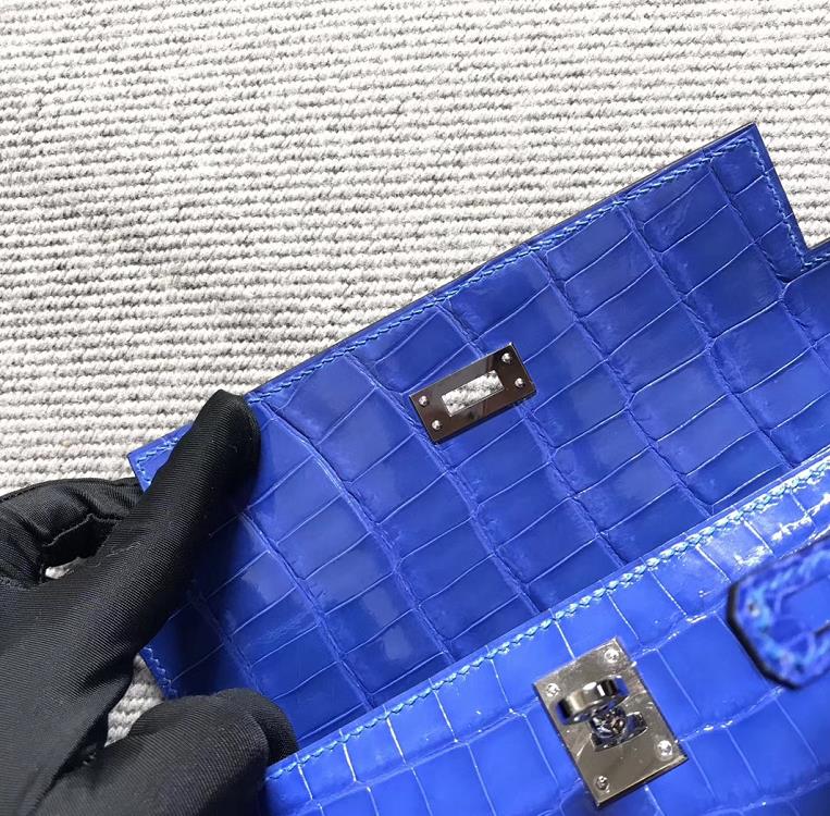 Hermès（爱马仕） Mini Kelly迷你凯莉 希腊蓝 银扣 22cm