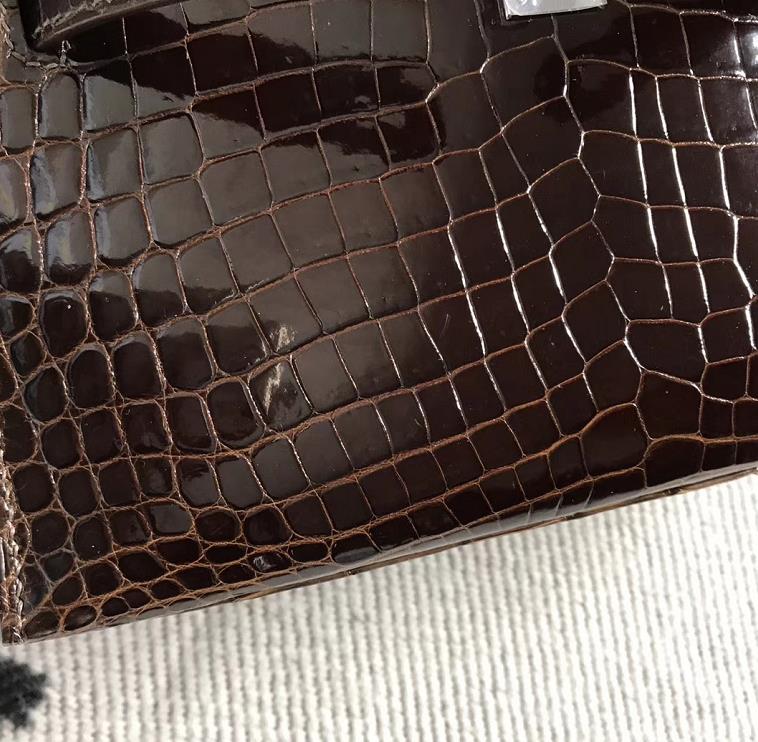Hermès（爱马仕） Mini Kelly迷你凯莉 深咖啡色 银扣 22cm