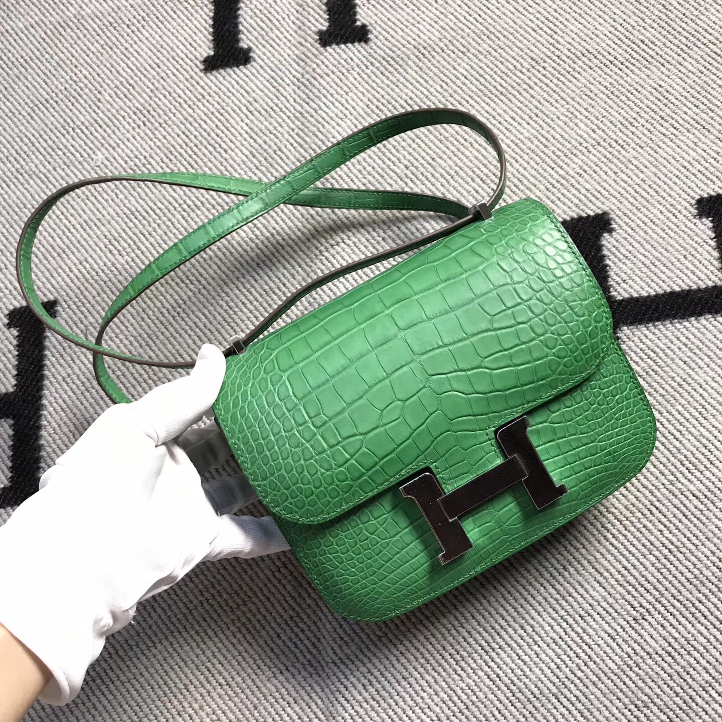 Hermes爱马仕 Constance 19 绿色 美洲亚光 原版皮 银扣