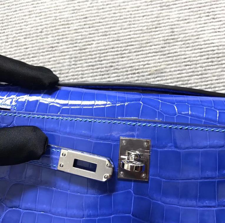 Hermès（爱马仕） Mini Kelly迷你凯莉 希腊蓝 银扣 22cm