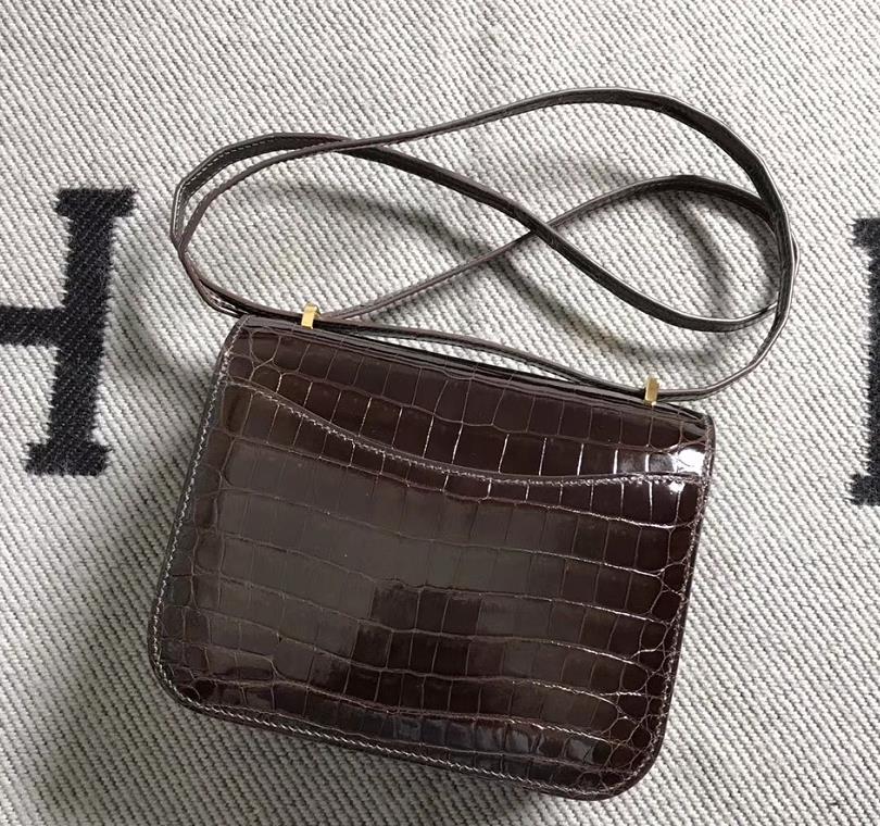 Hermes爱马仕 Constance 19 深啡色 原版皮 金扣