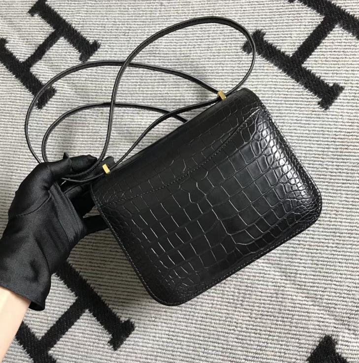 Hermes爱马仕 Constance 19 美洲黑雾面 原版皮 金扣