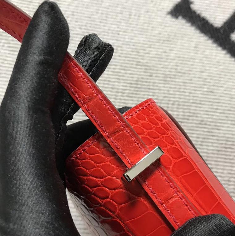 Hermes爱马仕 Constance 19 美洲法拉利红 原版皮 银扣