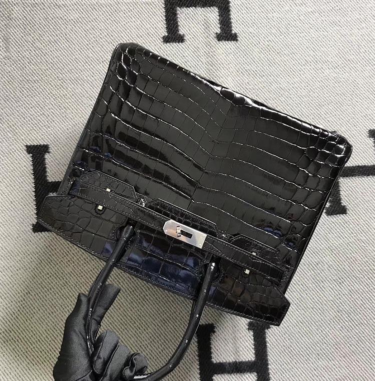 Hermès（爱马仕）Birkin 铂金包 黑色 银扣 30cm