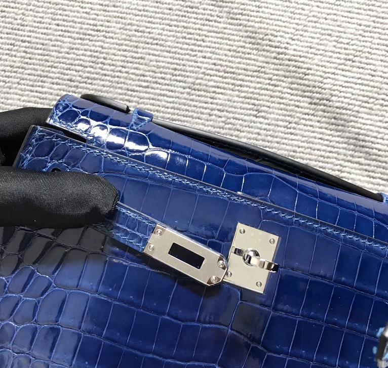 Hermès（爱马仕） Mini Kelly迷你凯莉 宝蓝色 银扣 22cm