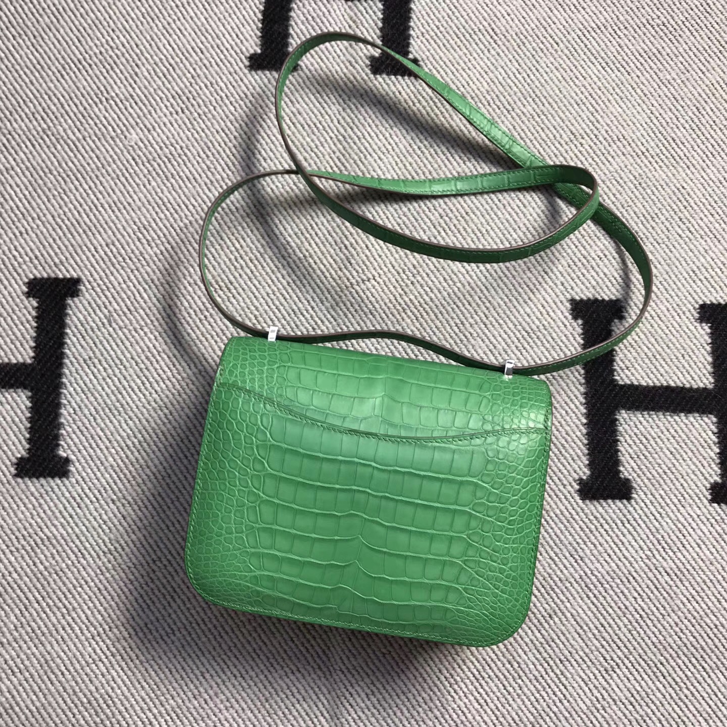 Hermes爱马仕 Constance 19 绿色 美洲亚光 原版皮 银扣