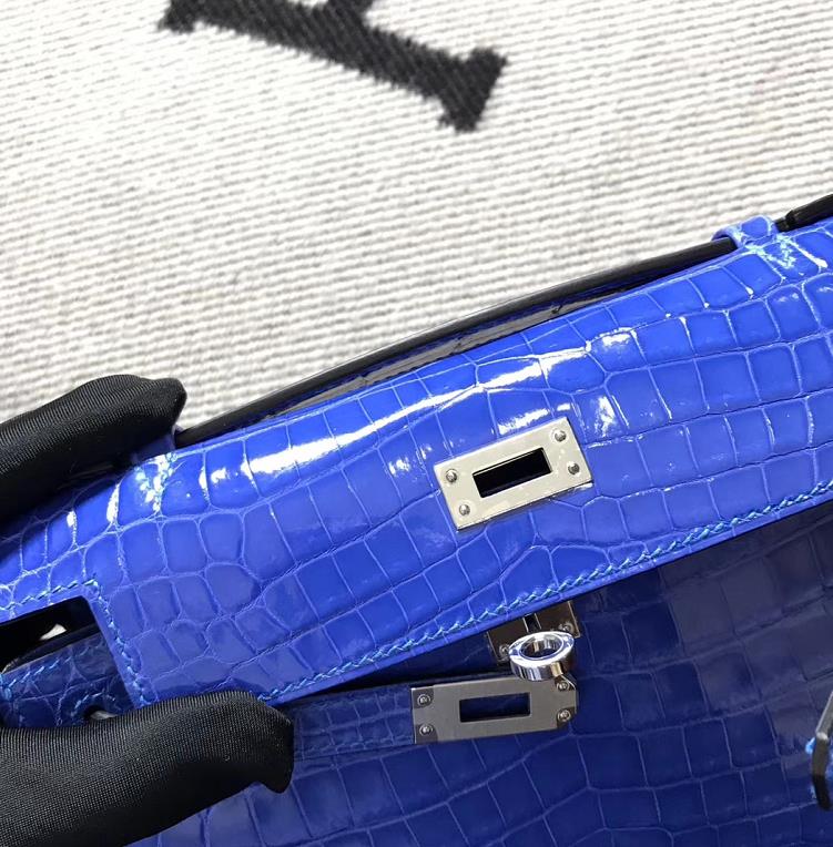 Hermès（爱马仕） Mini Kelly迷你凯莉 希腊蓝 银扣 22cm