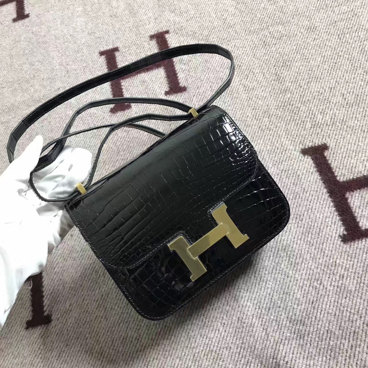 Hermes爱马仕 Constance 19 黑色 原版皮 金扣
