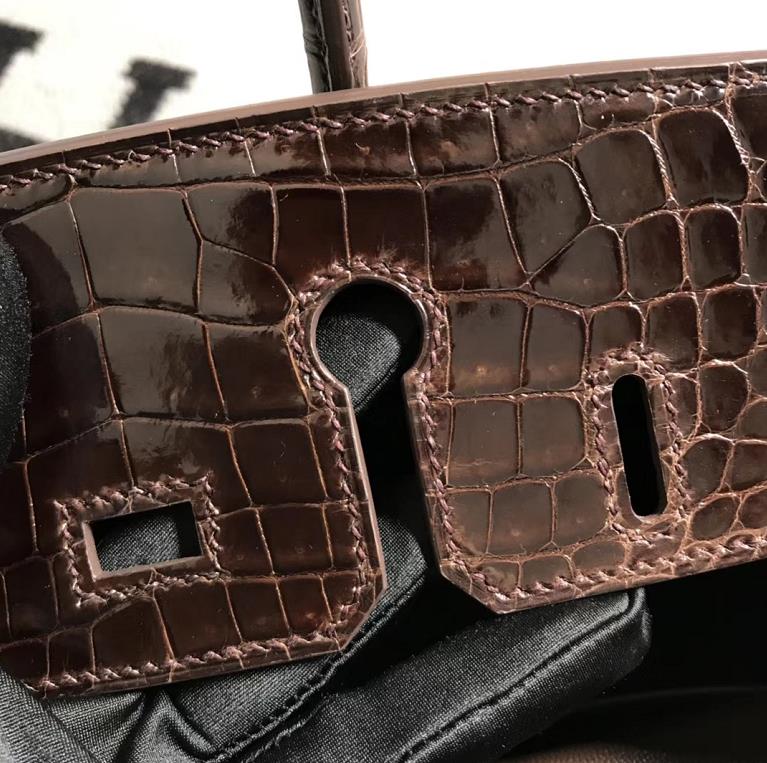 Hermès（爱马仕）Birkin 铂金包 深咖啡色 银扣 25cm
