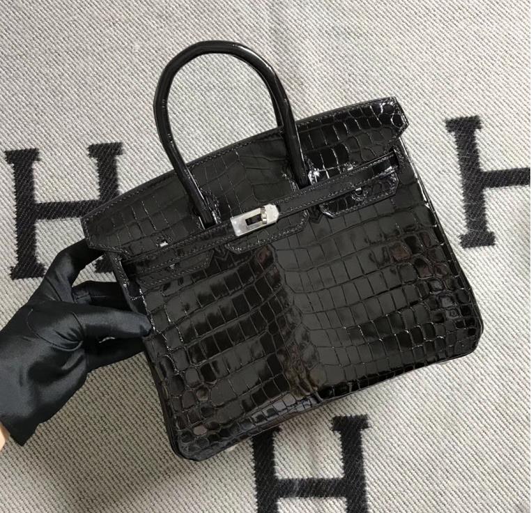 Hermès（爱马仕）Birkin 铂金包 黑色 银扣 25cm
