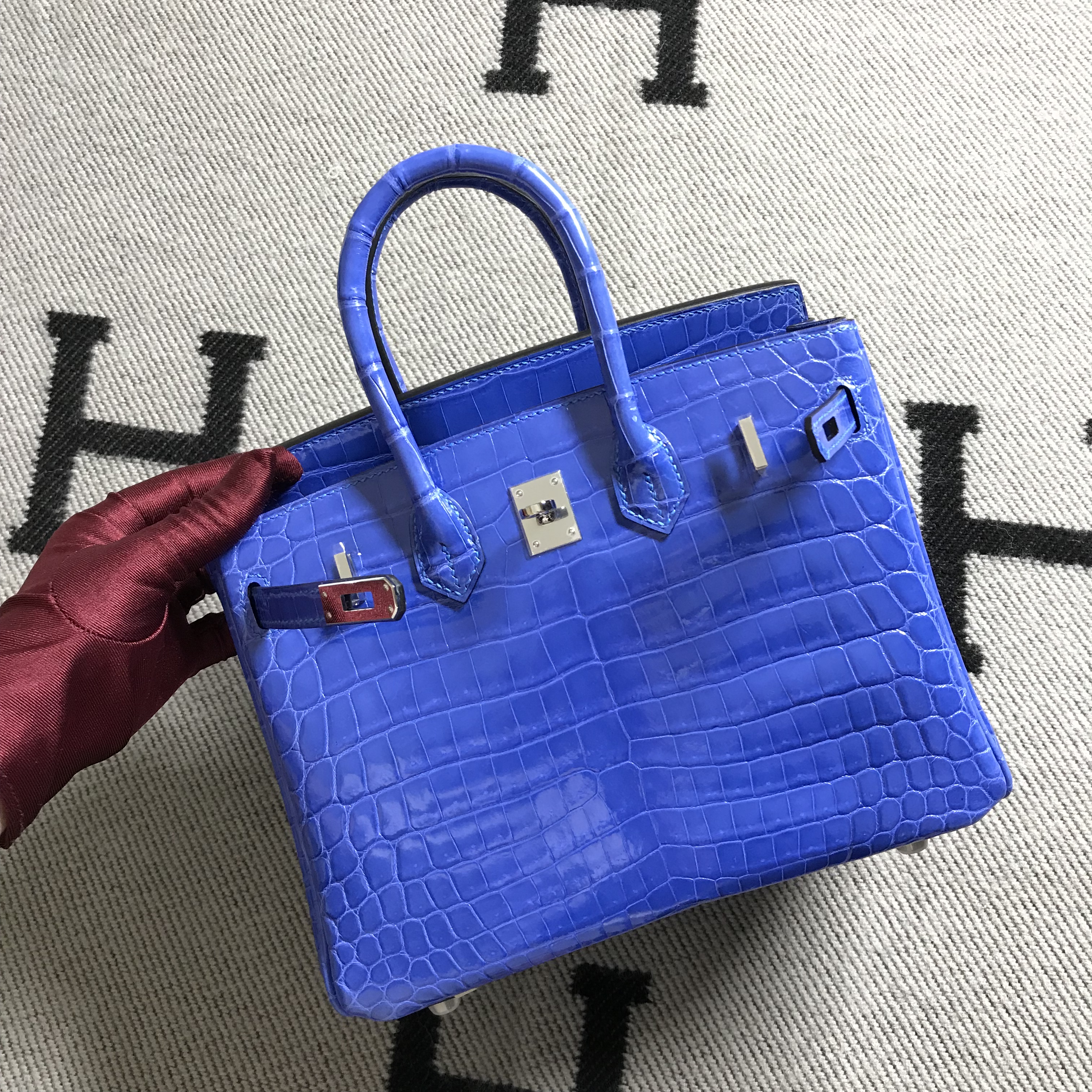 Hermès（爱马仕）Birkin 铂金包 希腊蓝 银扣 25cm