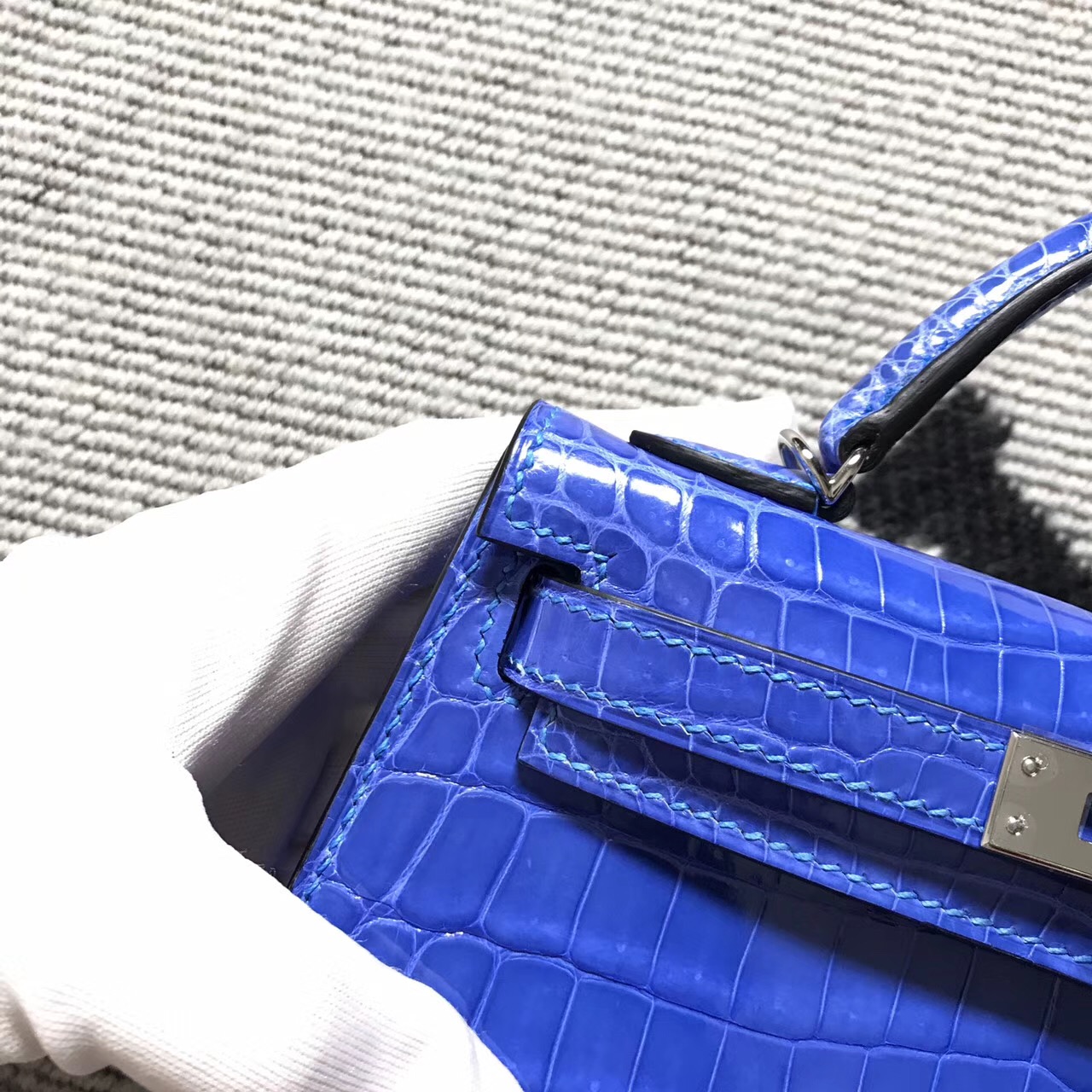 Hermès（爱马仕） Mini Kelly迷你凯莉 希腊蓝 银扣 2代
