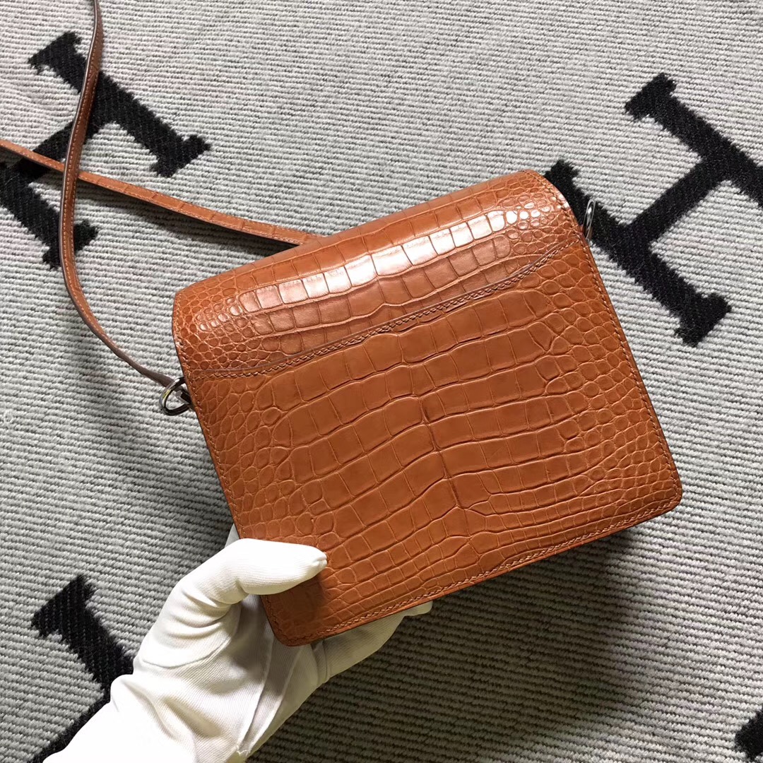 Hermès（爱马仕） Roulis猪鼻包 美洲浅棕色 银扣 18cm