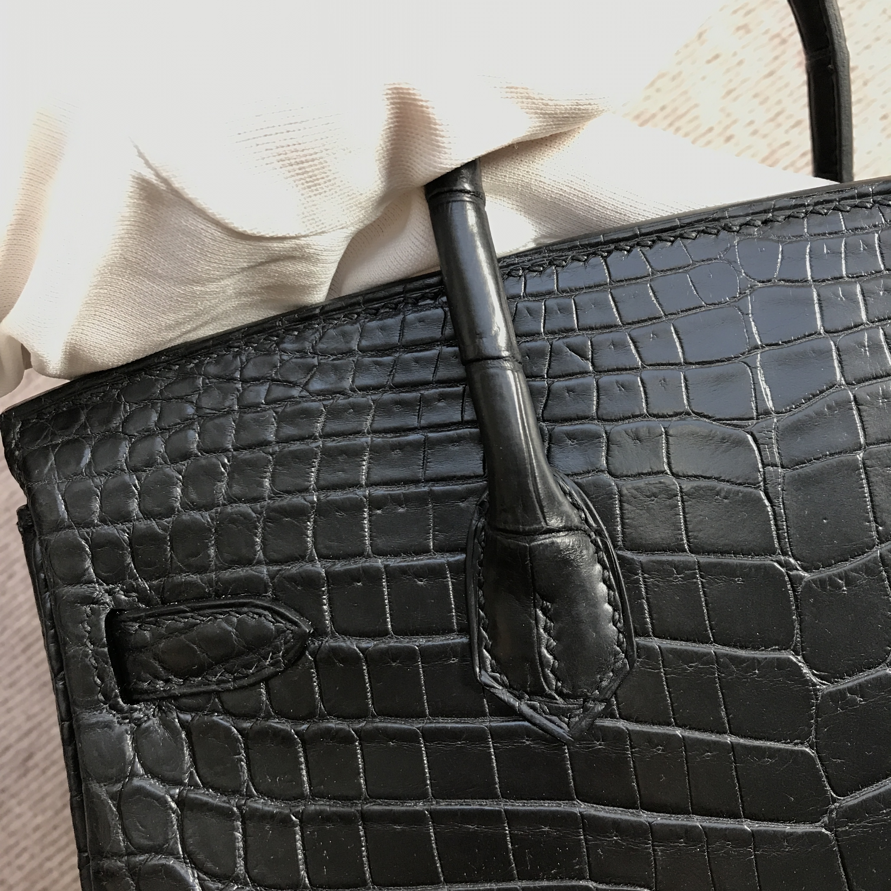 Hermès（爱马仕）Birkin 铂金包 黑色 亚光 银扣 25cm