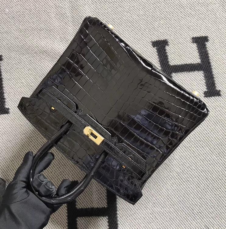 Hermès（爱马仕）Birkin 铂金包 黑色 金扣 25cm