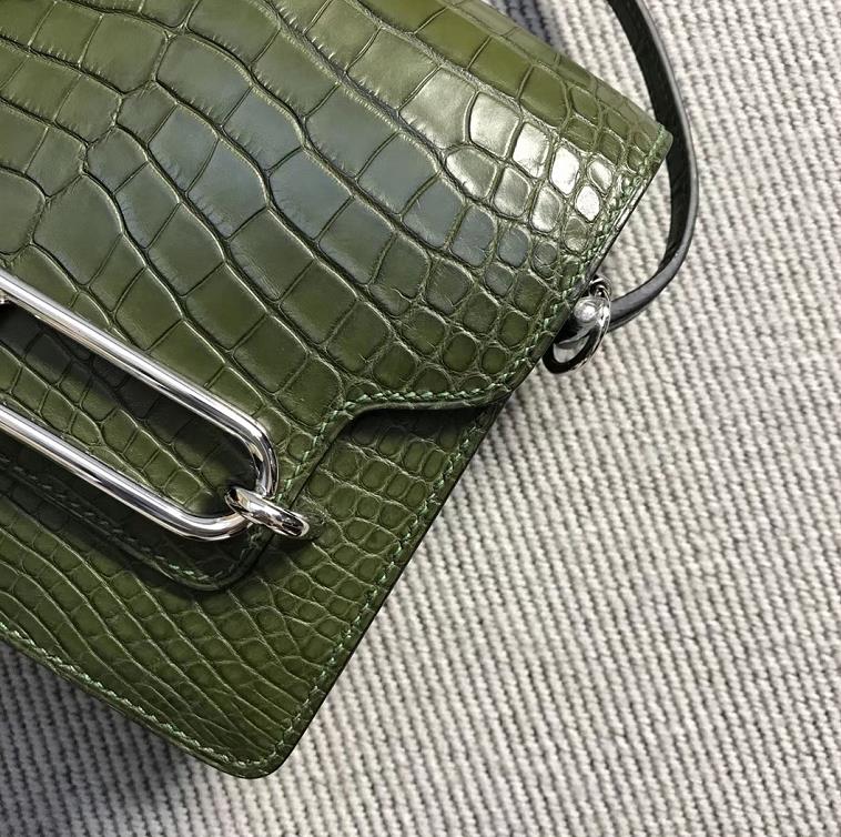 Hermès（爱马仕） Roulis猪鼻包 美洲森林绿 银扣 18cm