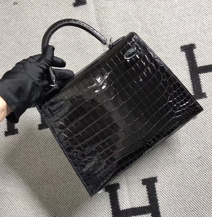 Hermès（爱马仕）Kelly 凯莉包 黑色 银扣 25cm