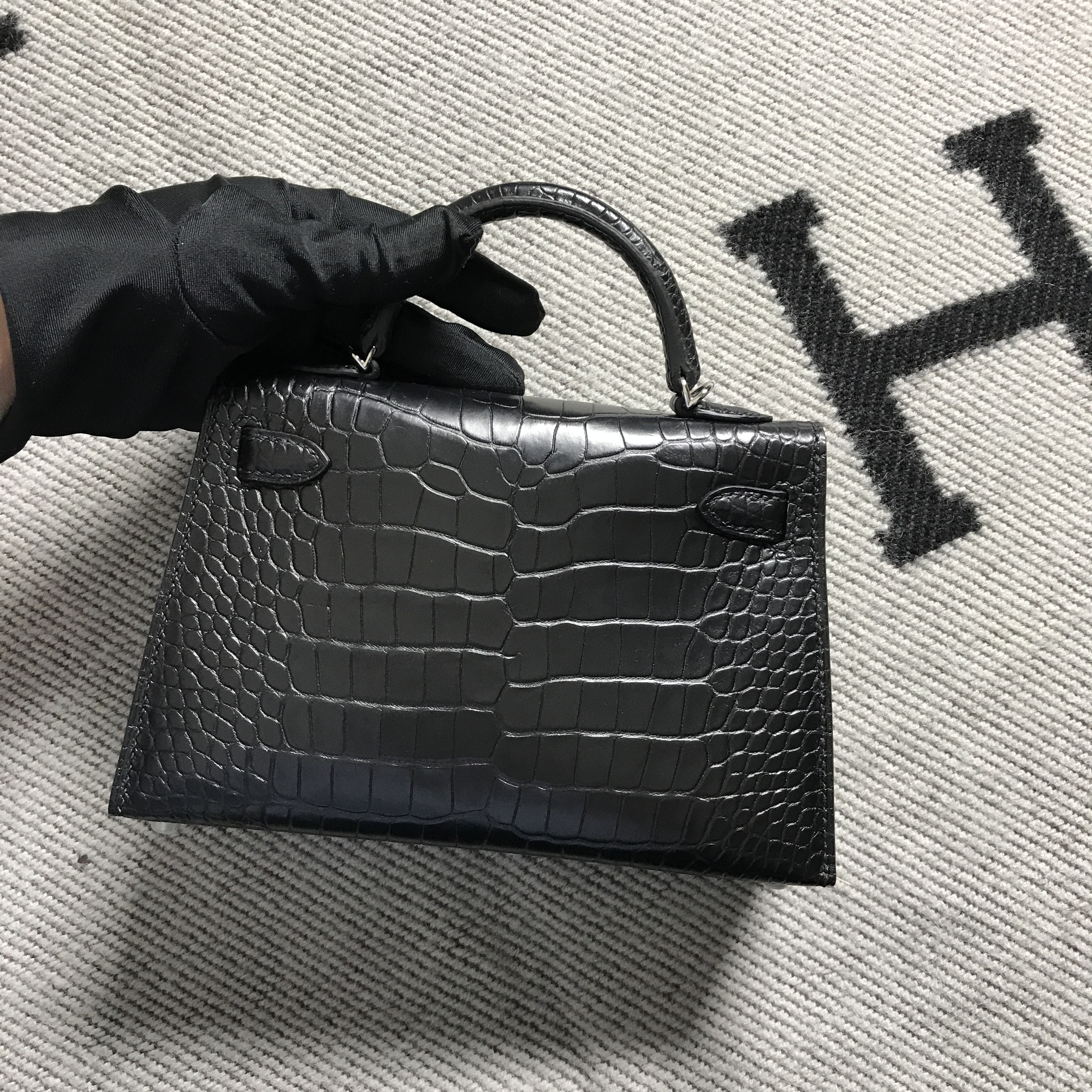 Hermès（爱马仕） Mini Kelly迷你凯莉 美洲黑雾面 银扣 2代