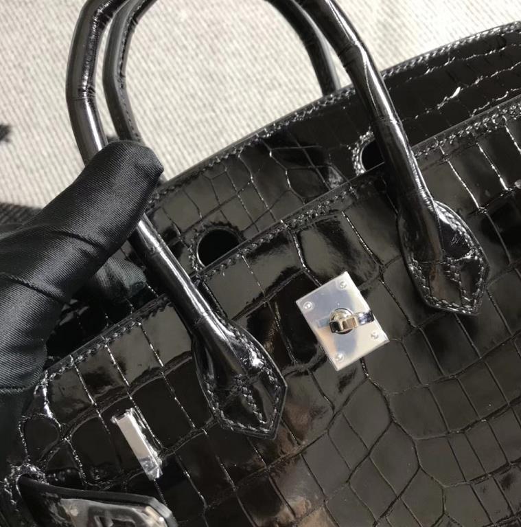 Hermès（爱马仕）Birkin 铂金包 黑色 银扣 25cm