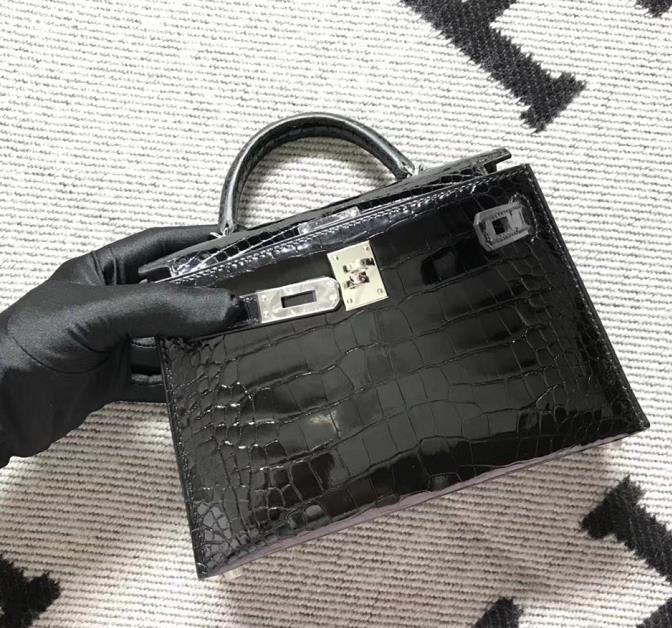 Hermès（爱马仕） Mini Kelly迷你凯莉 美洲l黑 银扣 2代