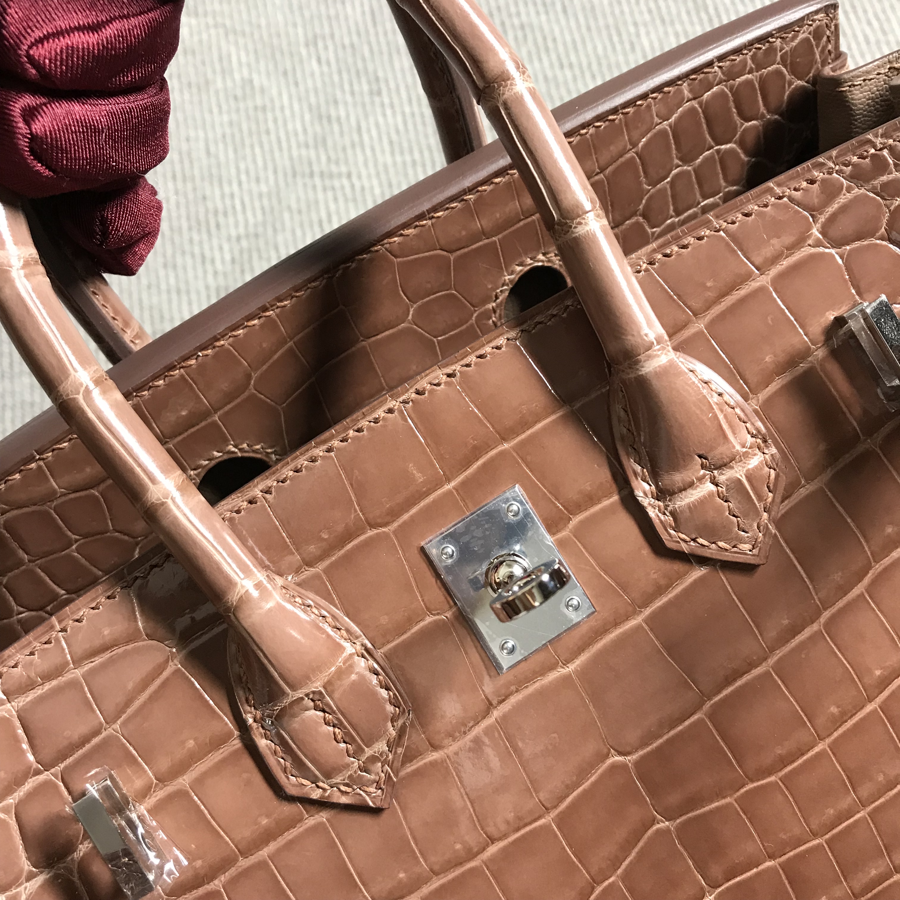Hermès（爱马仕）Birkin 铂金包 褐色 银扣 25cm