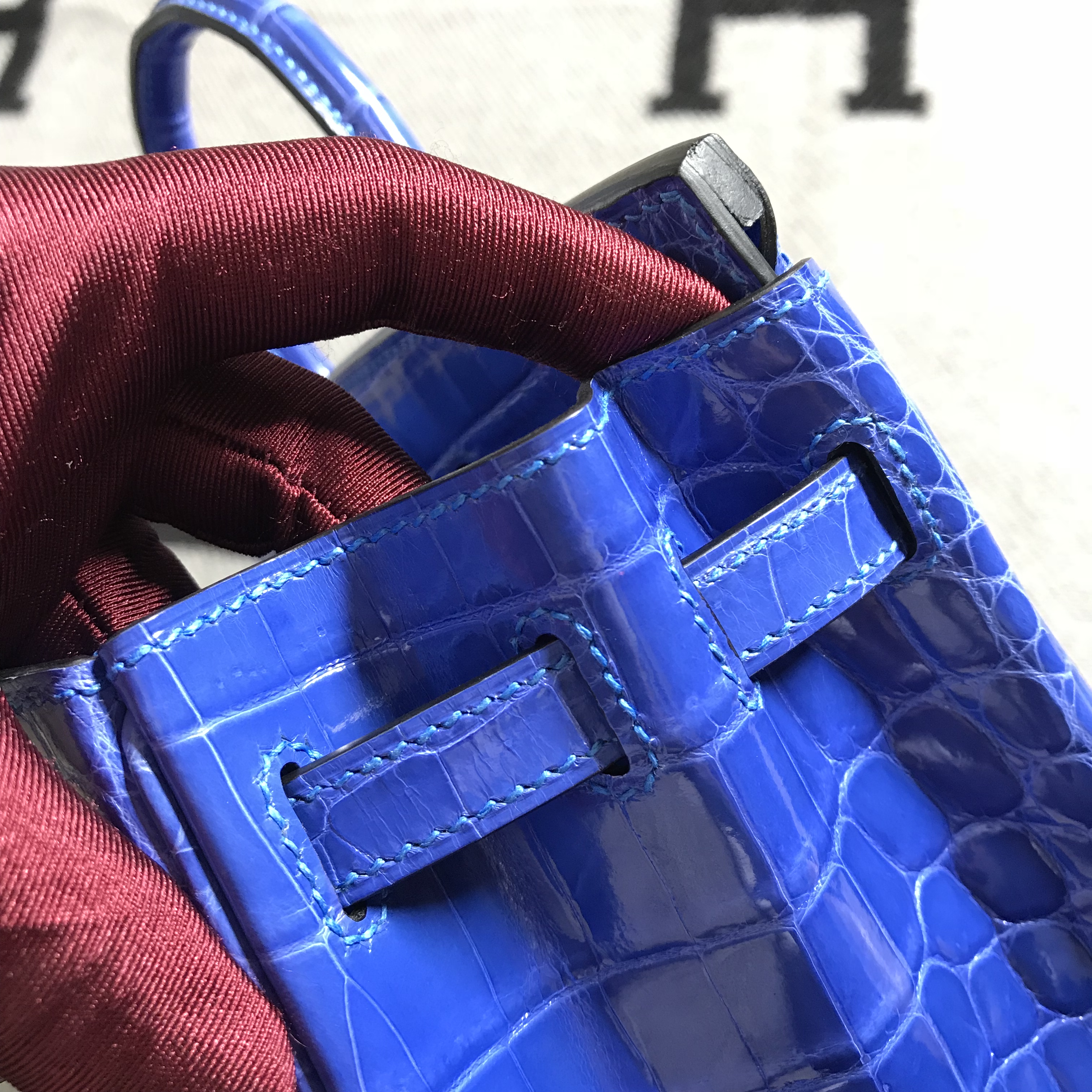 Hermès（爱马仕）Birkin 铂金包 希腊蓝 银扣 25cm