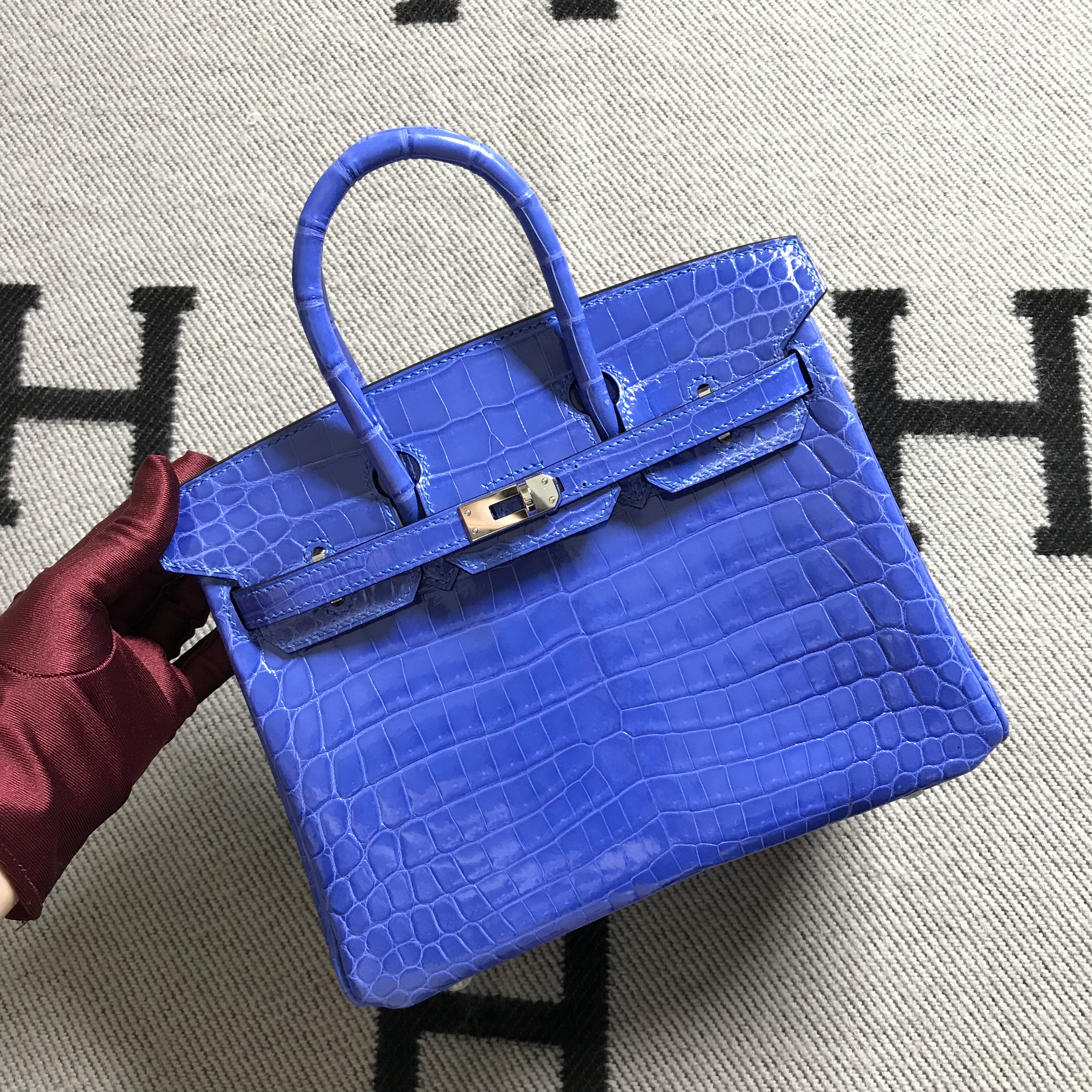 Hermès（爱马仕）Birkin 铂金包 希腊蓝 银扣 25cm