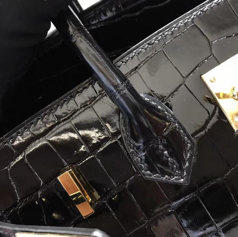 Hermès（爱马仕）Birkin 铂金包 黑色 金扣 25cm