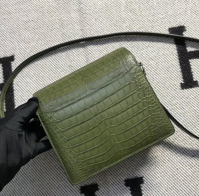 Hermès（爱马仕） Roulis猪鼻包 美洲森林绿 银扣 18cm