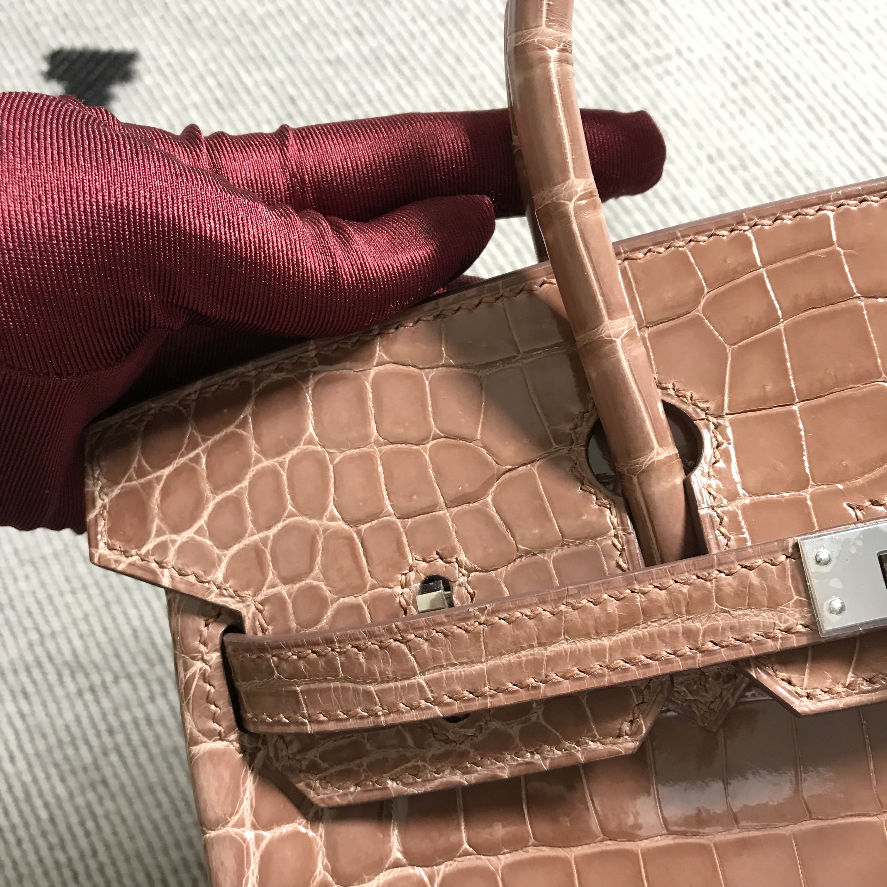 Hermès（爱马仕）Birkin 铂金包 褐色 银扣 25cm