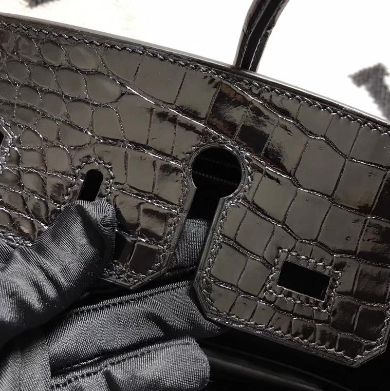 Hermès（爱马仕）Birkin 铂金包 黑色 金扣 25cm