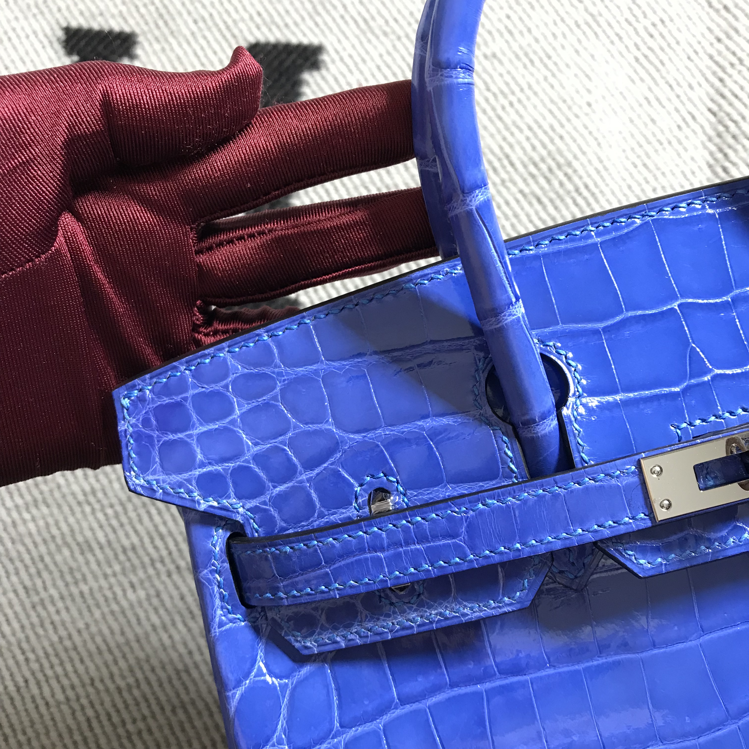Hermès（爱马仕）Birkin 铂金包 希腊蓝 银扣 25cm