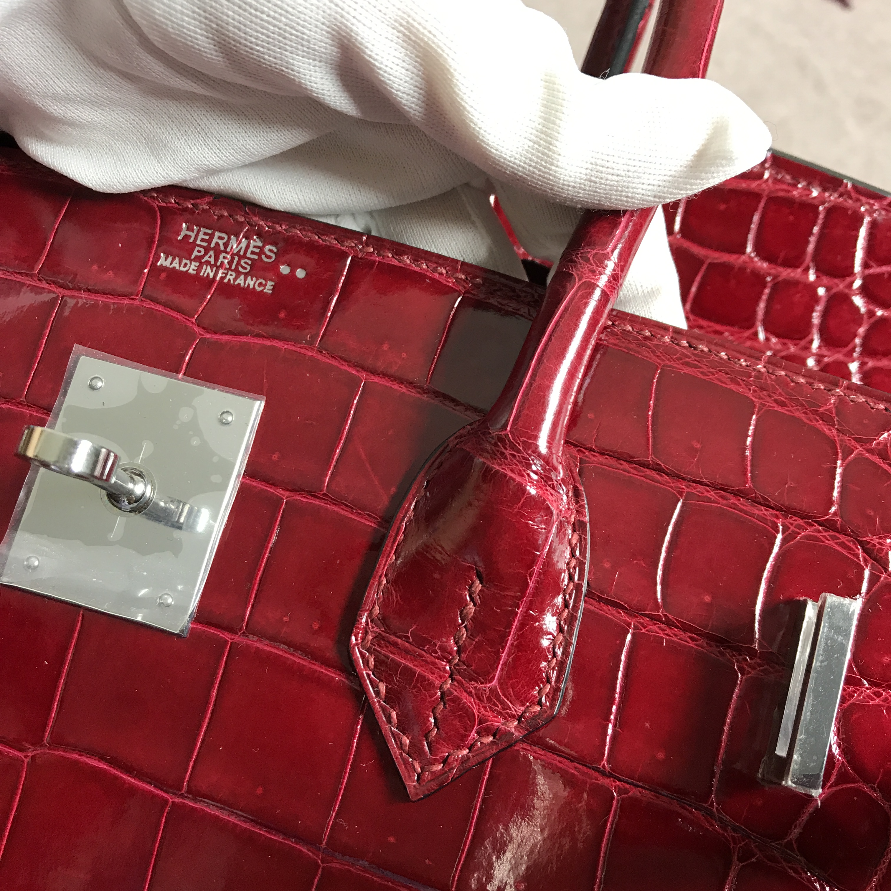 Hermès（爱马仕）Birkin 铂金包 大红色 银扣 35cm