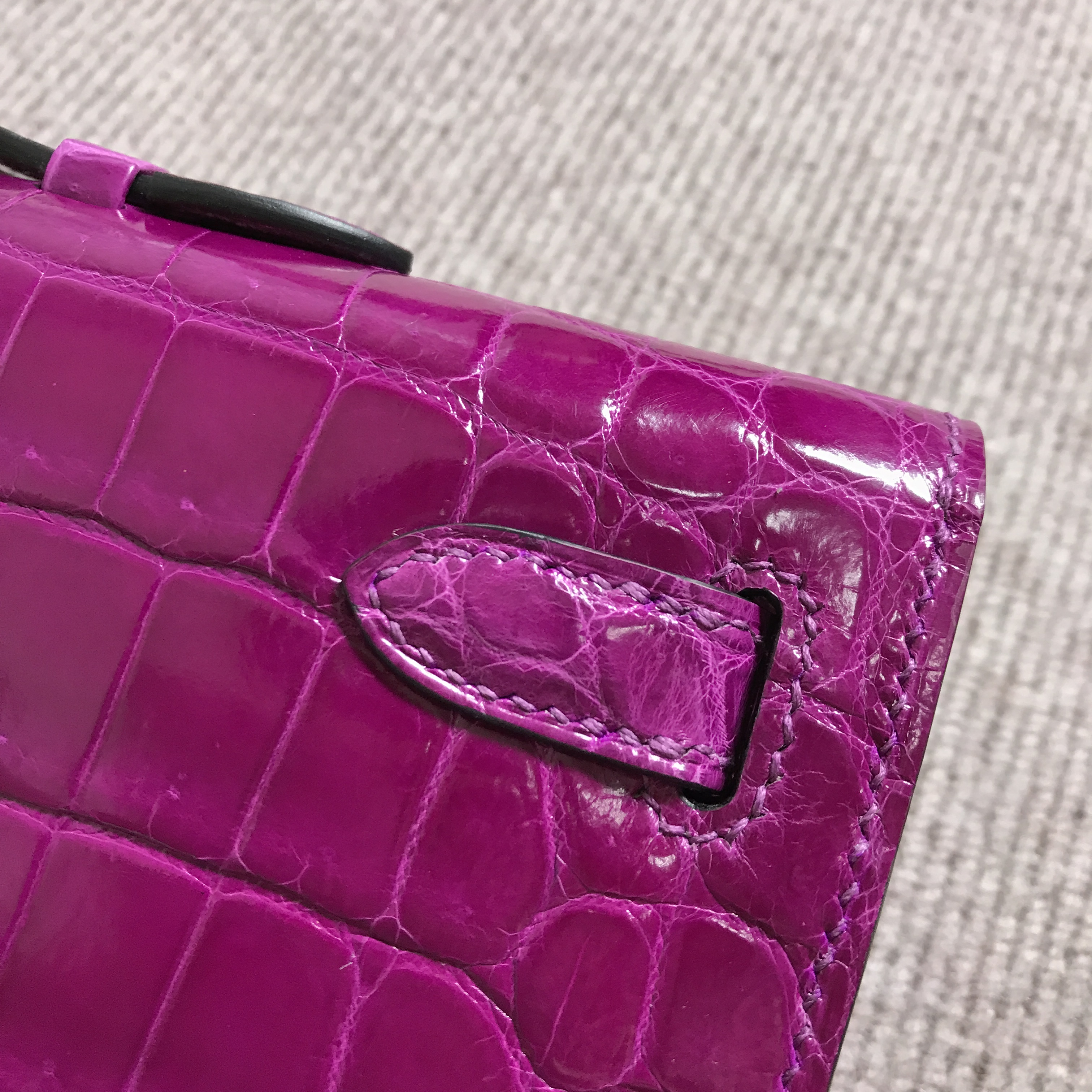 Hermès（爱马仕）Kelly Cut手包 紫红色 银扣 2代