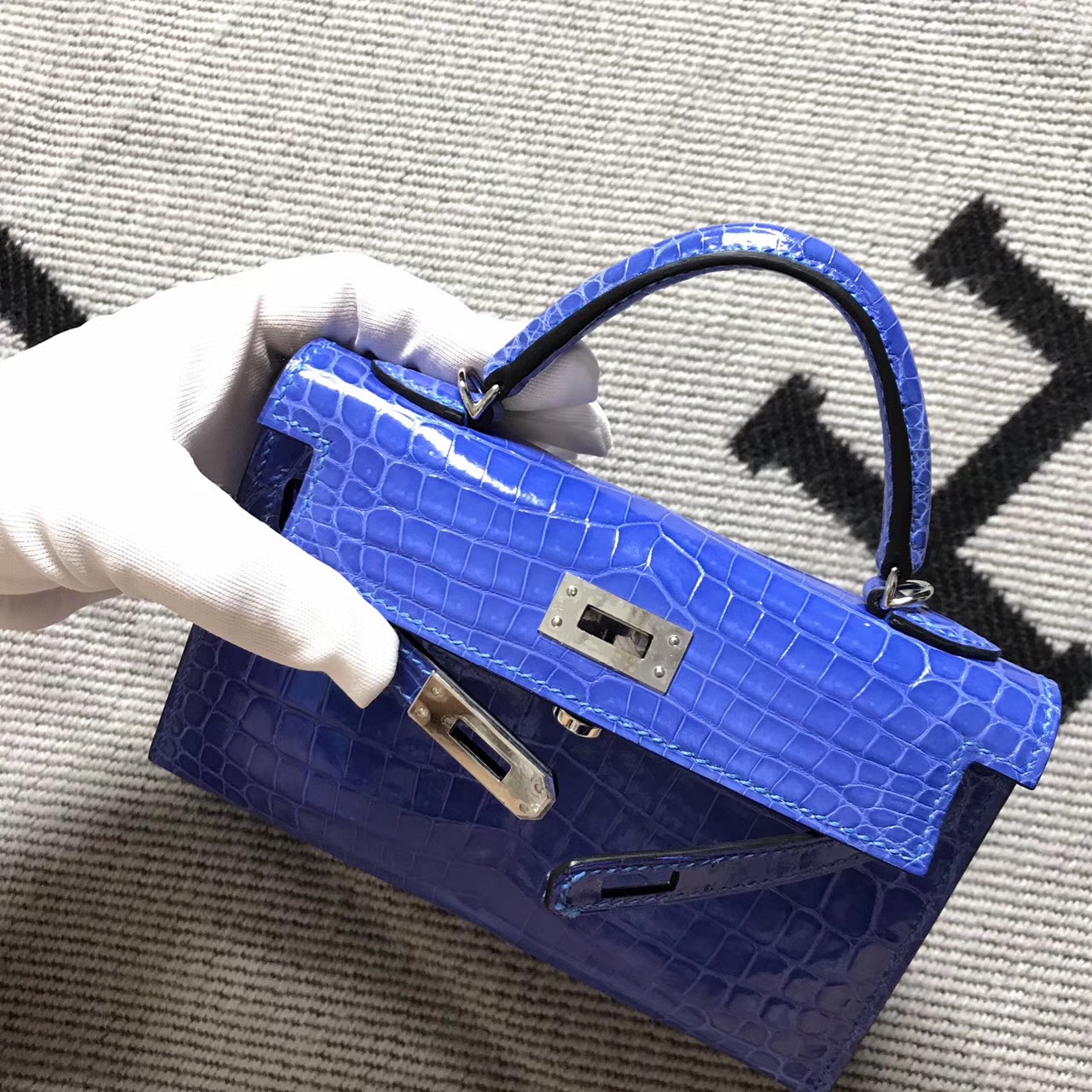 Hermès（爱马仕） Mini Kelly迷你凯莉 希腊蓝 银扣 2代