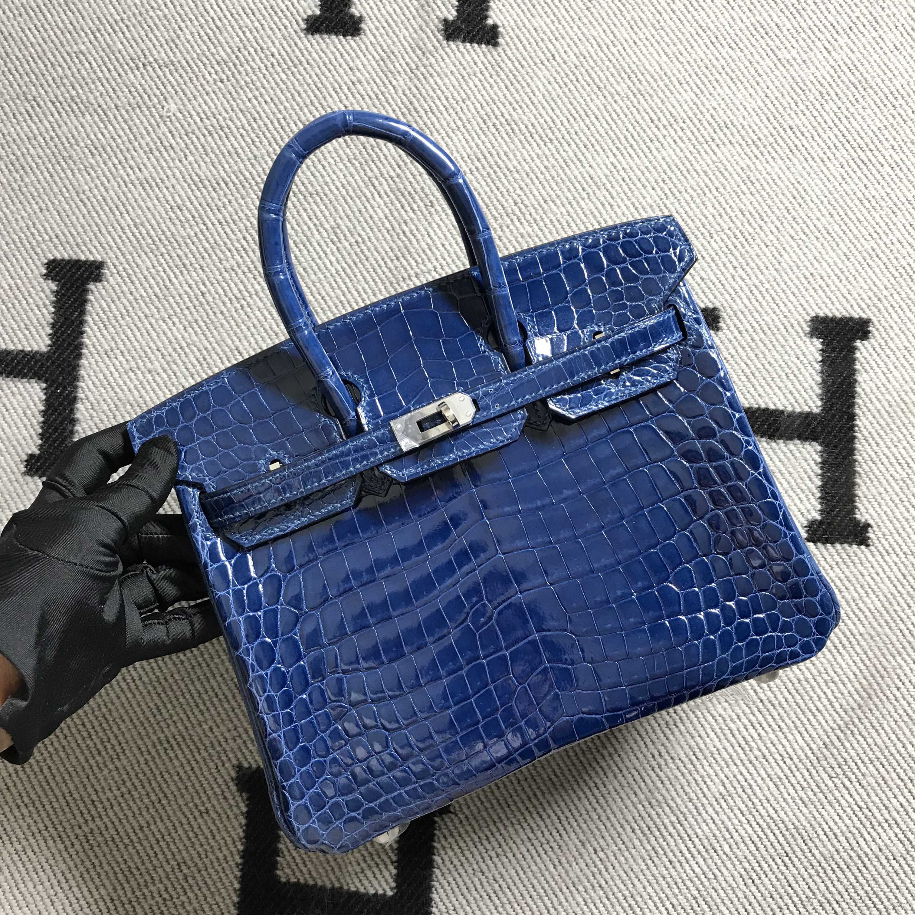 Hermès（爱马仕）Birkin 铂金包 宝蓝色 银扣 25cm