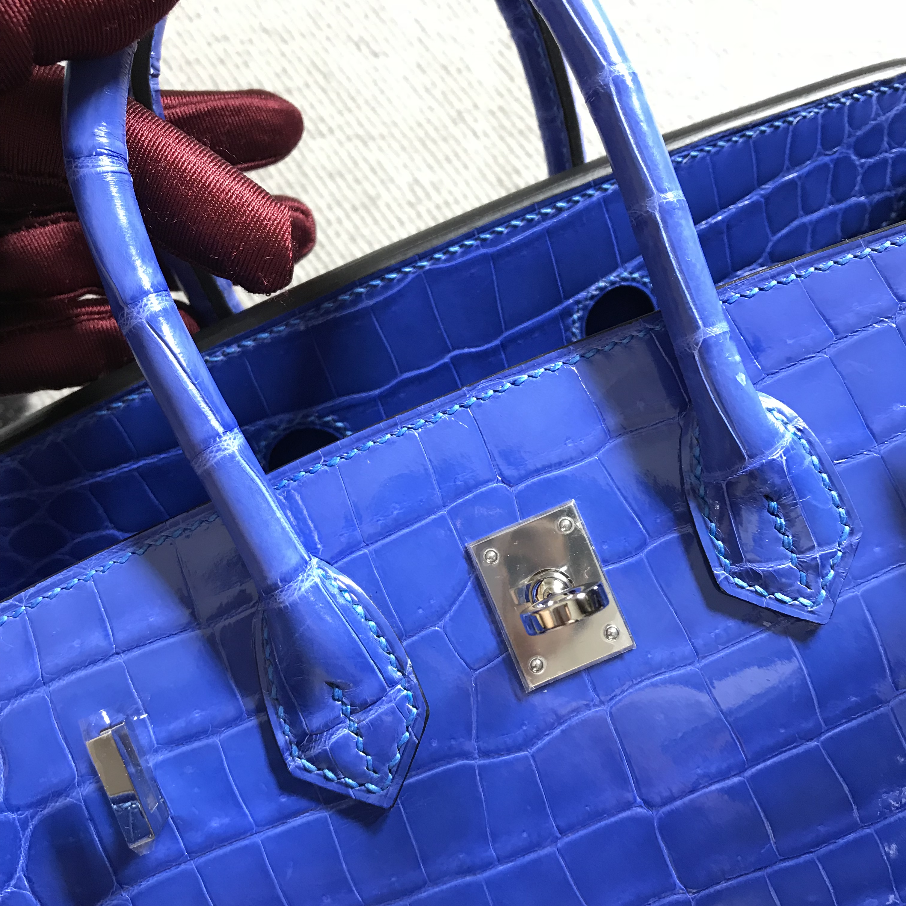 Hermès(爱马仕)Birkin 铂金包 希腊蓝 银扣 25cm-拉尔森鳄鱼皮具定制 - 爱马仕包包官网 Hermès(爱马仕)Birkin 铂金包 希腊蓝 银扣 25cm