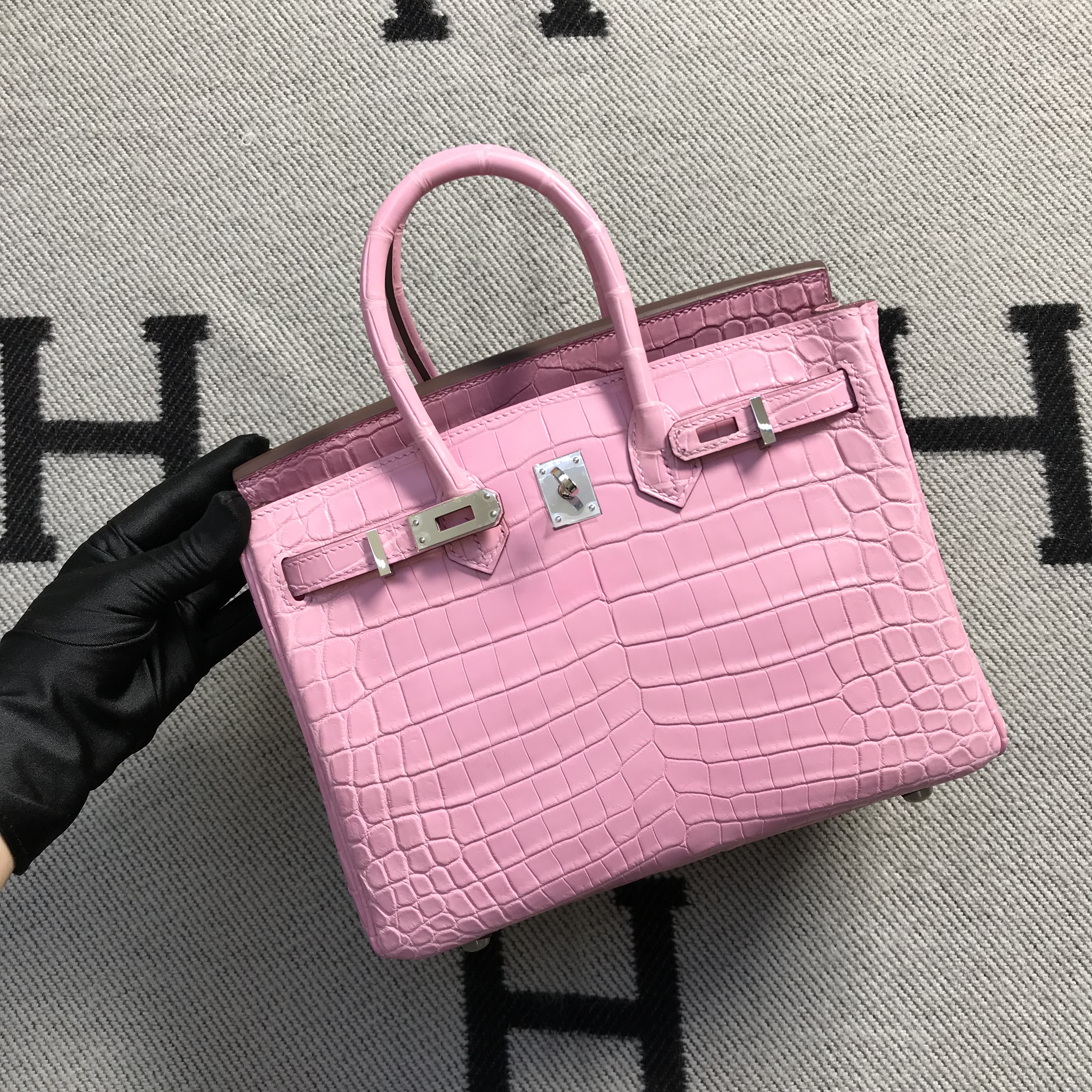 Hermès（爱马仕）Birkin 铂金包 樱花粉亚光 银扣 25cm