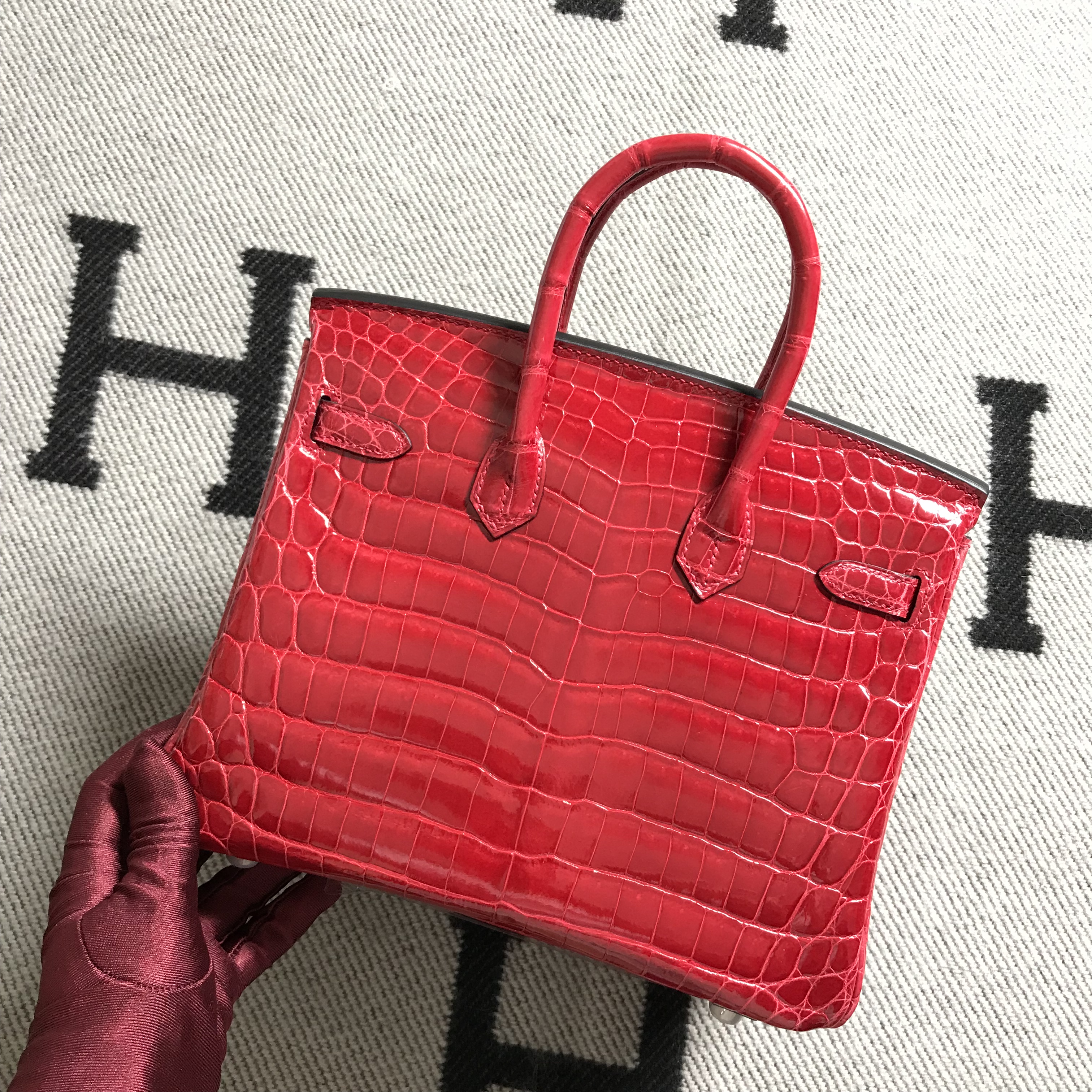 Hermès（爱马仕）Birkin 铂金包 大红色 银扣 25cm