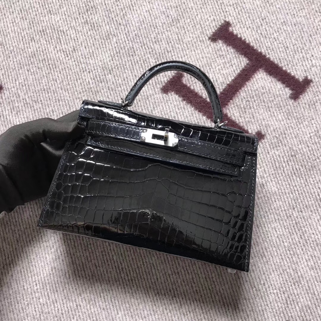 Hermès（爱马仕） Mini Kelly迷你凯莉 黑色 银扣 2代