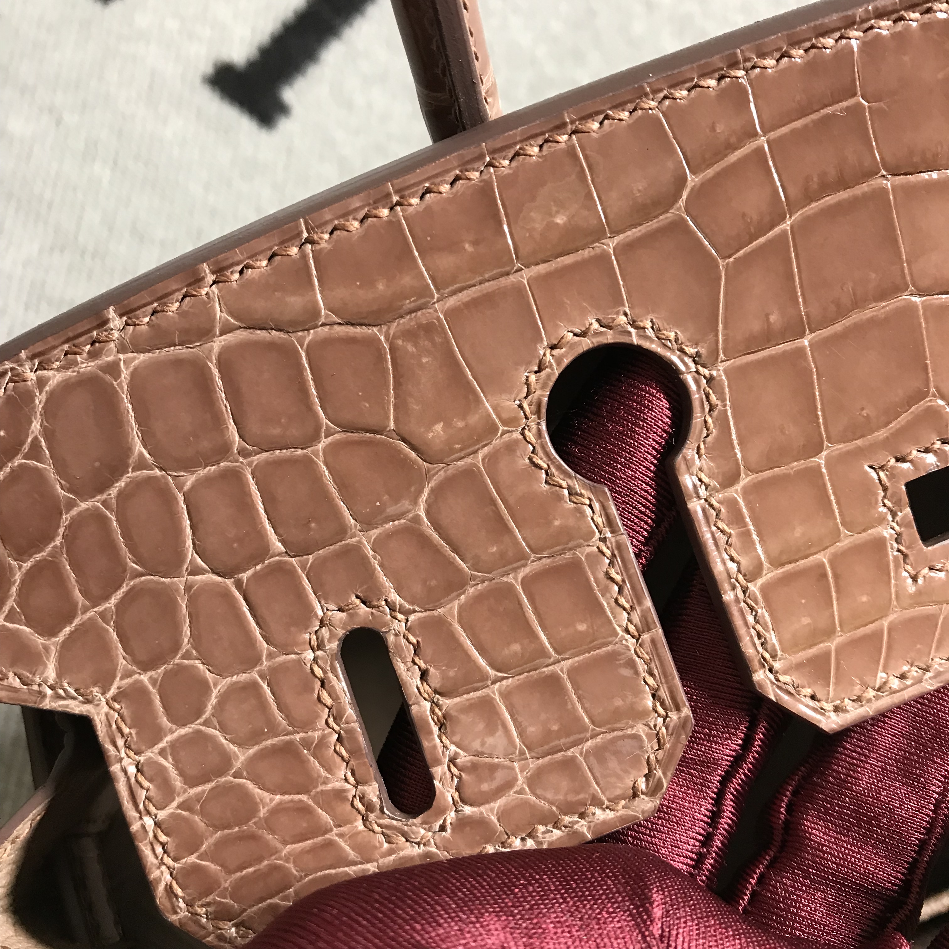 Hermès（爱马仕）Birkin 铂金包 褐色 银扣 25cm