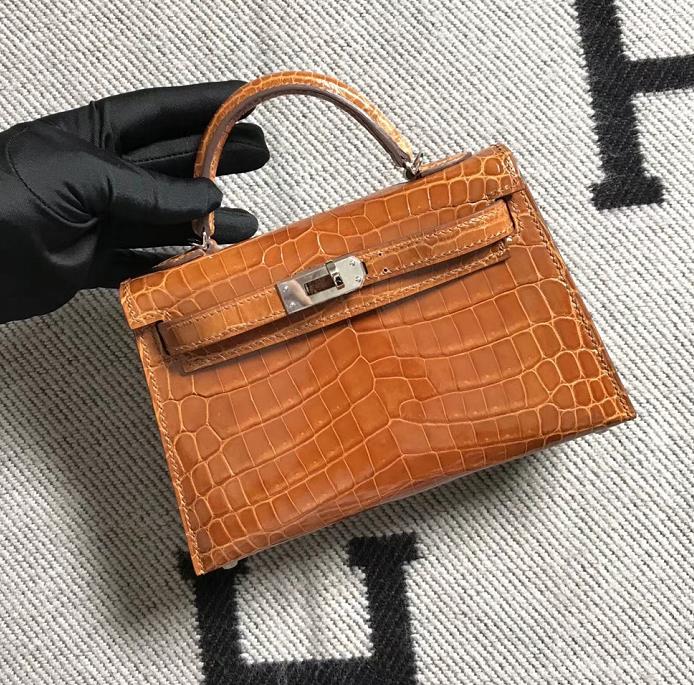 Hermès（爱马仕） Mini Kelly迷你凯莉 土黄色 银扣 2代