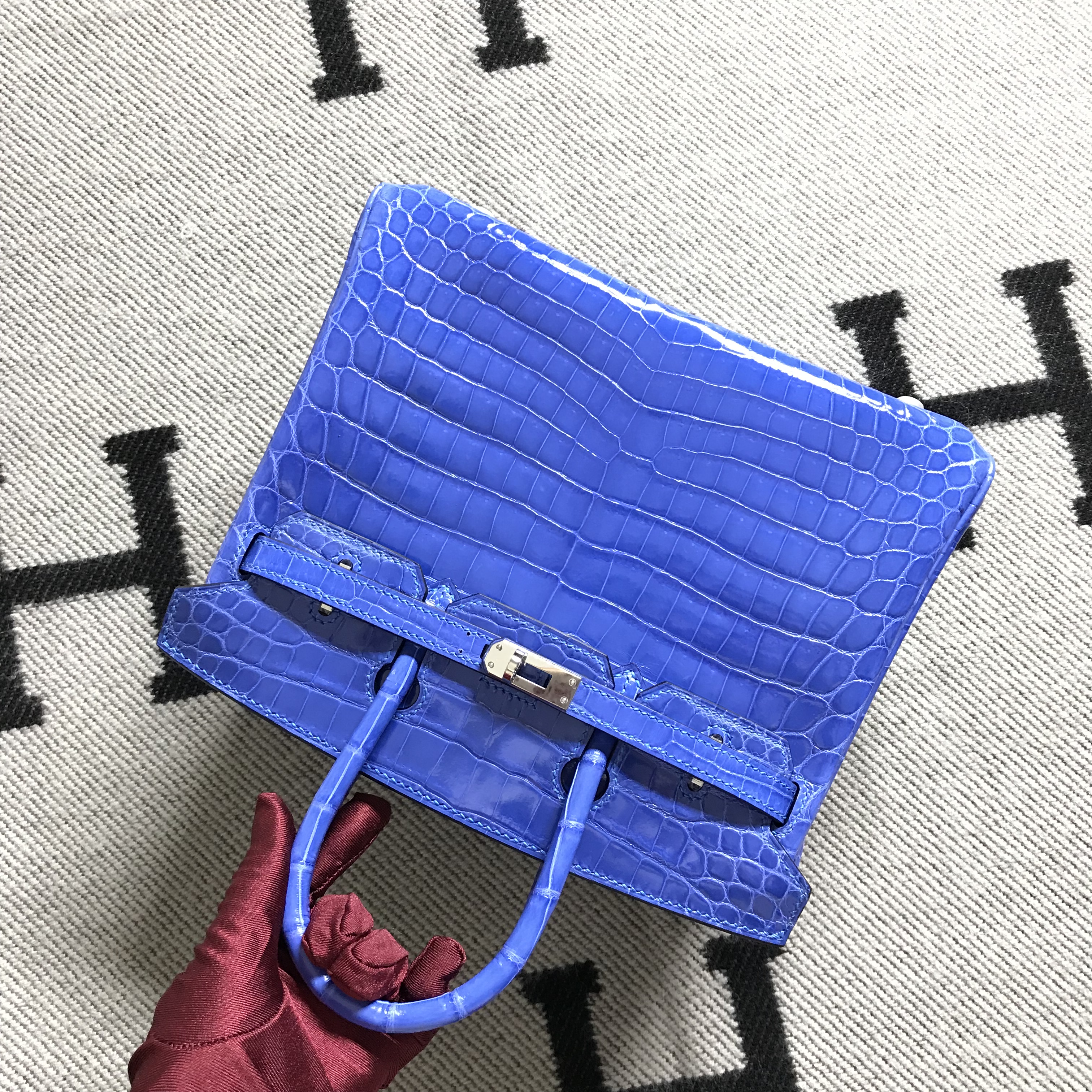 Hermès(爱马仕)Birkin 铂金包 希腊蓝 银扣 25cm-拉尔森鳄鱼皮具定制 - 爱马仕包包官网 Hermès(爱马仕)Birkin 铂金包 希腊蓝 银扣 25cm