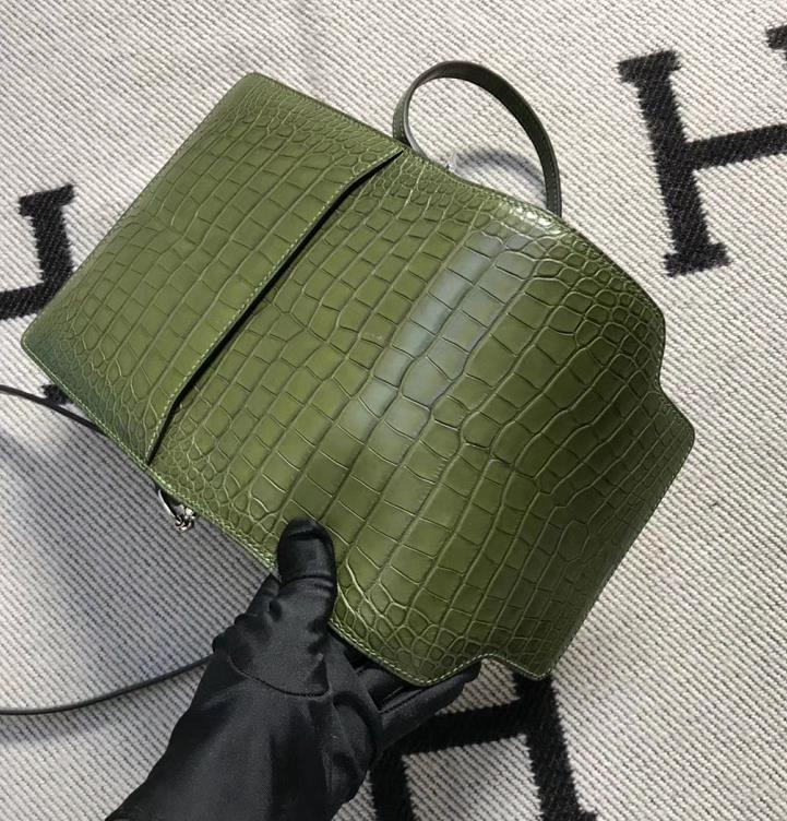 Hermès（爱马仕） Roulis猪鼻包 美洲森林绿 银扣 18cm